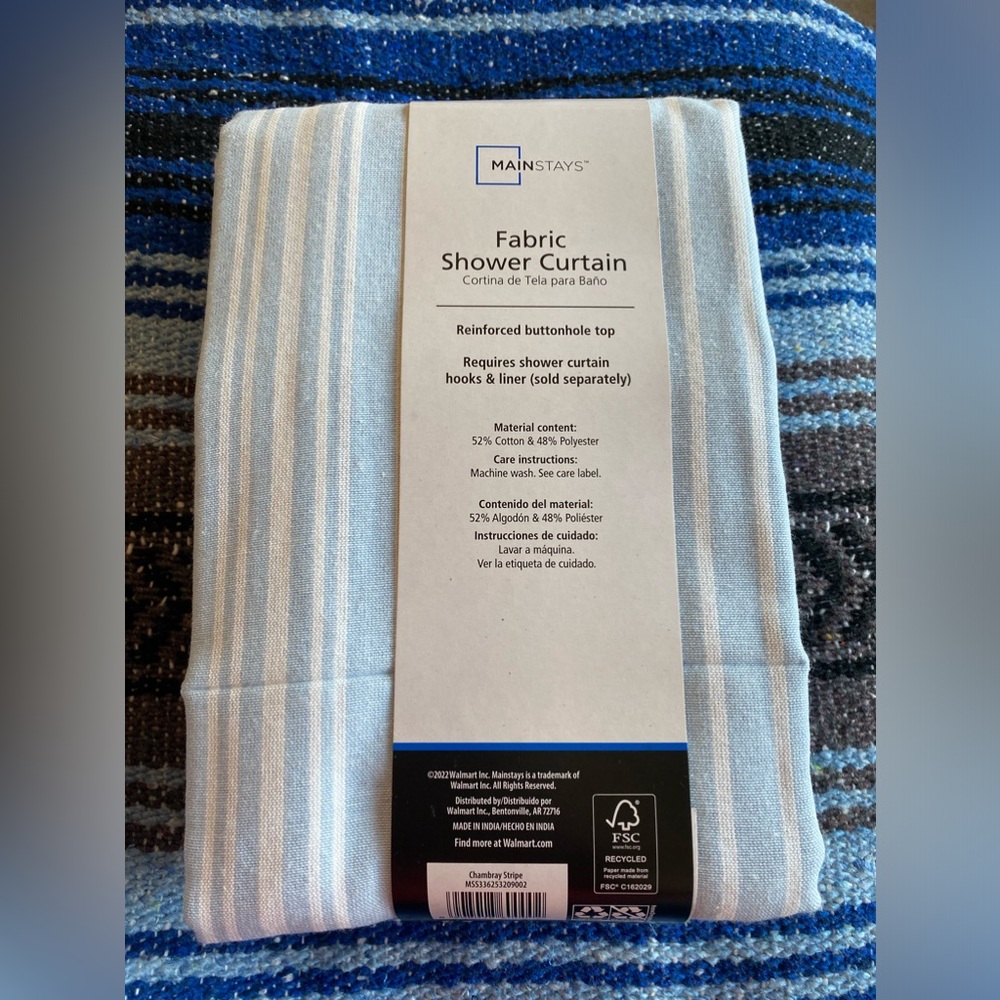 Mainstays Fabric Shower Curtain